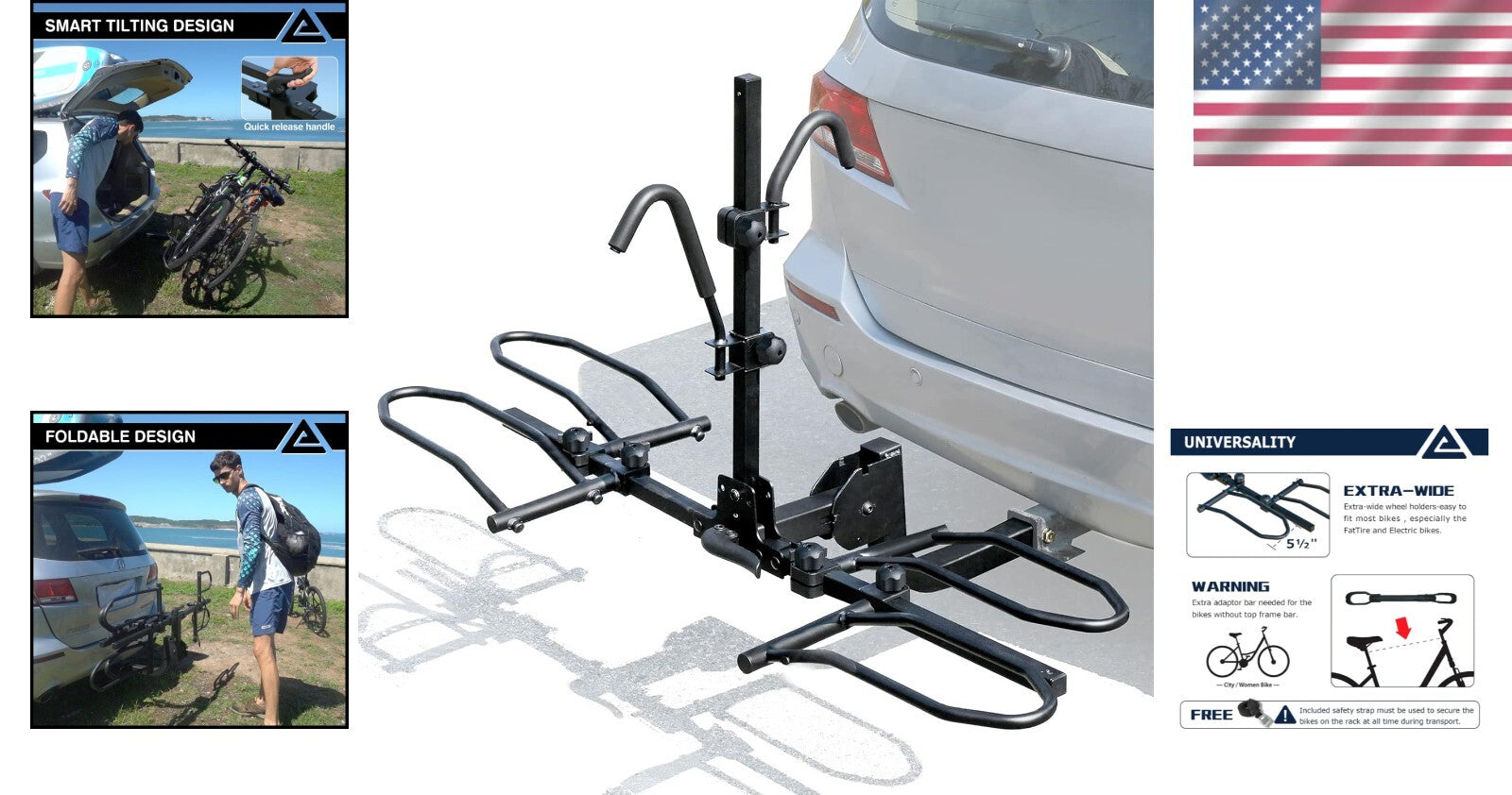 Smart Tilting 2-Bike Carrier with Safety Features - Ideal for Adventure Lovers