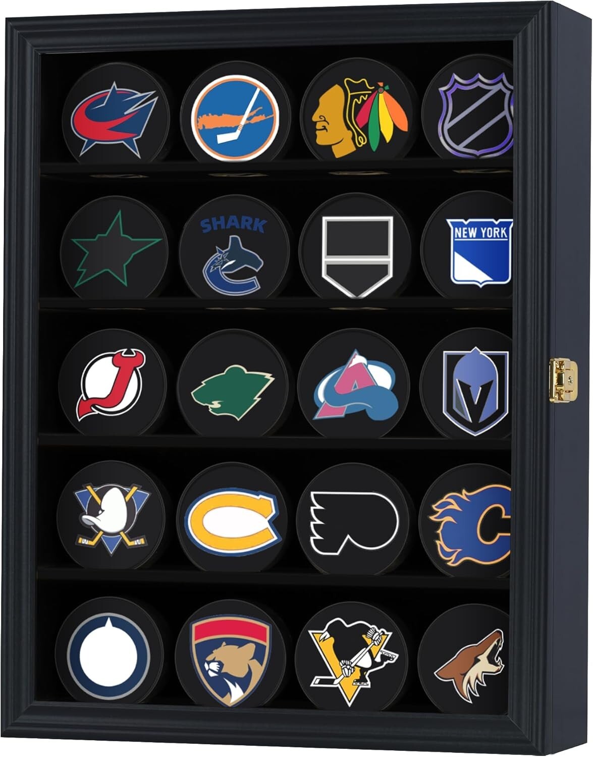 Versatile Hockey Puck and Sports Memorabilia Display Case with Locking Door