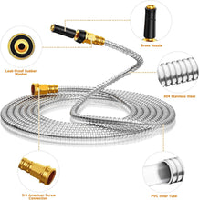 Load image into Gallery viewer, Heavy-Duty 50 FT 304 Stainless Steel Hose - Puncture Resistant and Connectable