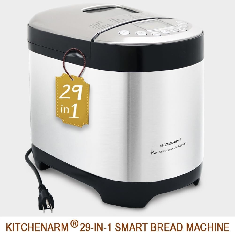 Stainless Steel Bread Maker with 29 Programs & Customizable Cycle for All Levels