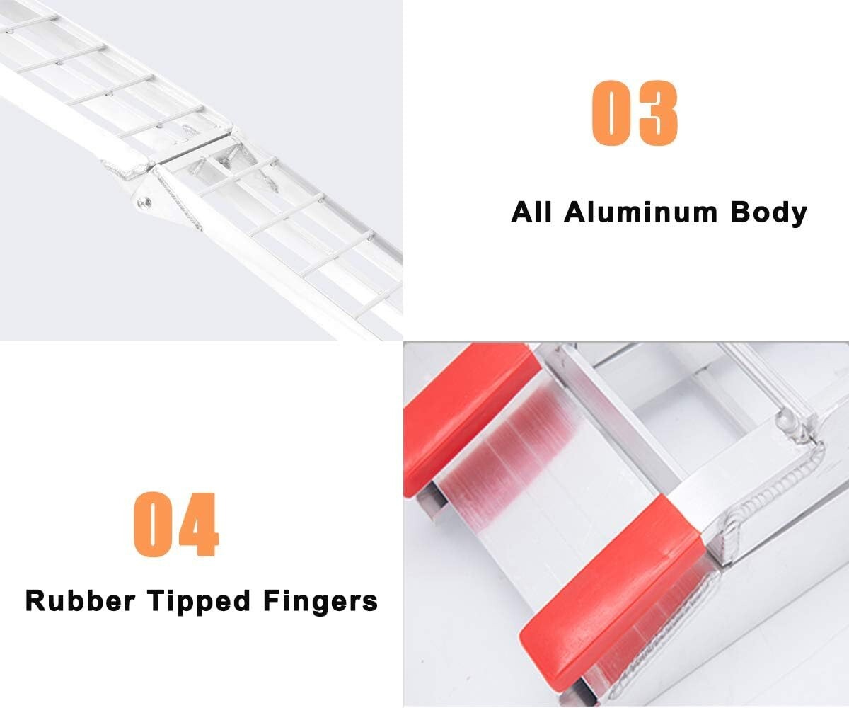 Folding 7.5FT Aluminum Motorcycle Ramp for Trucks, 750 lbs Capacity Safe Loading