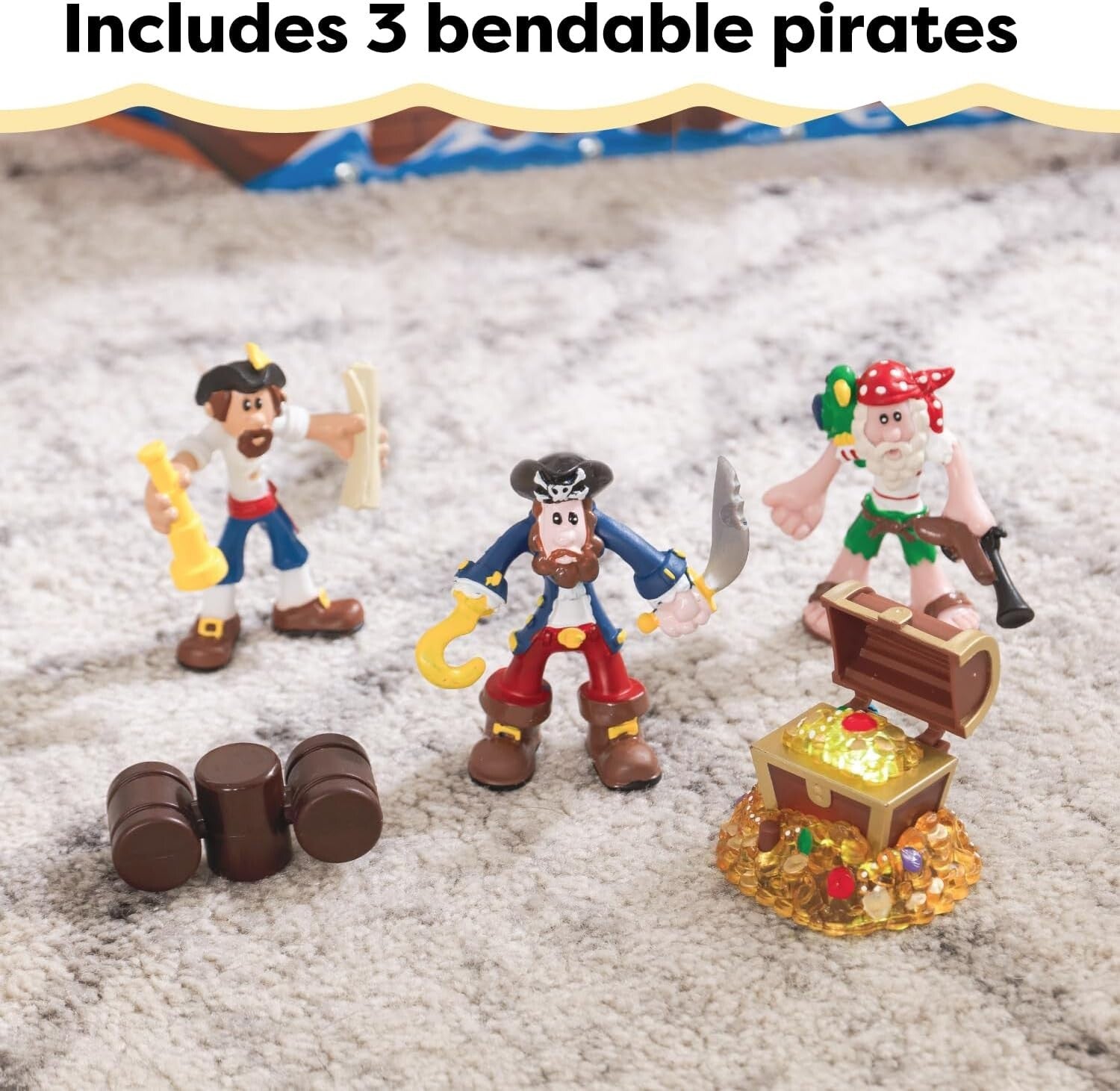 3-Level Wooden Pirate Ship Play Set with Realistic Lights & Sounds for Kids