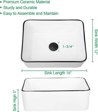 Load image into Gallery viewer, Stylish Above-Counter 16'' x 12'' Ceramic Sink with Black Trim - Modern Design