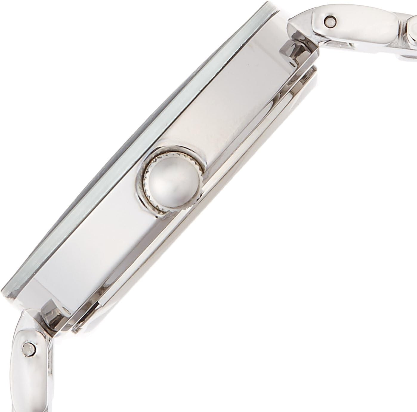 Genuine Diamond at 12 o'clock Women's Adjustable Silver-Link Bracelet Watch