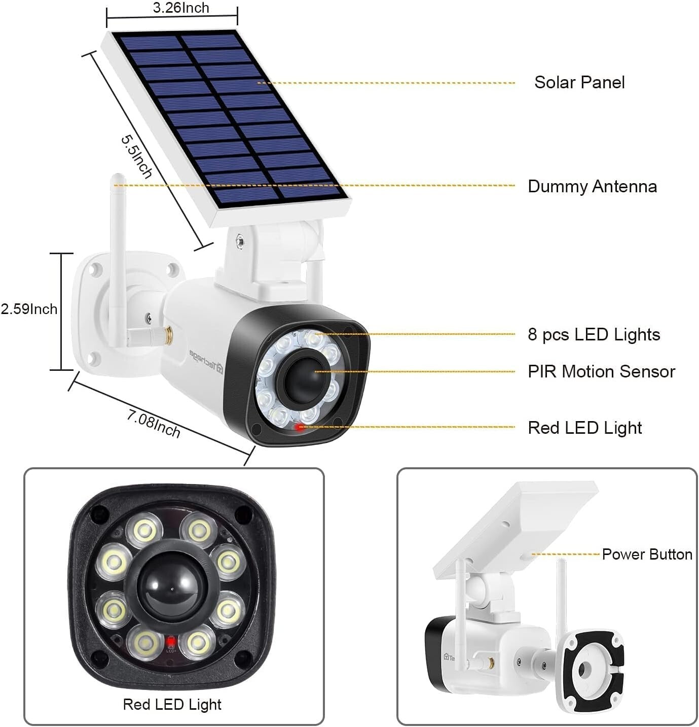 Solar Powered Security Camera Set with Motion-Activated Floodlights - Pack of 2