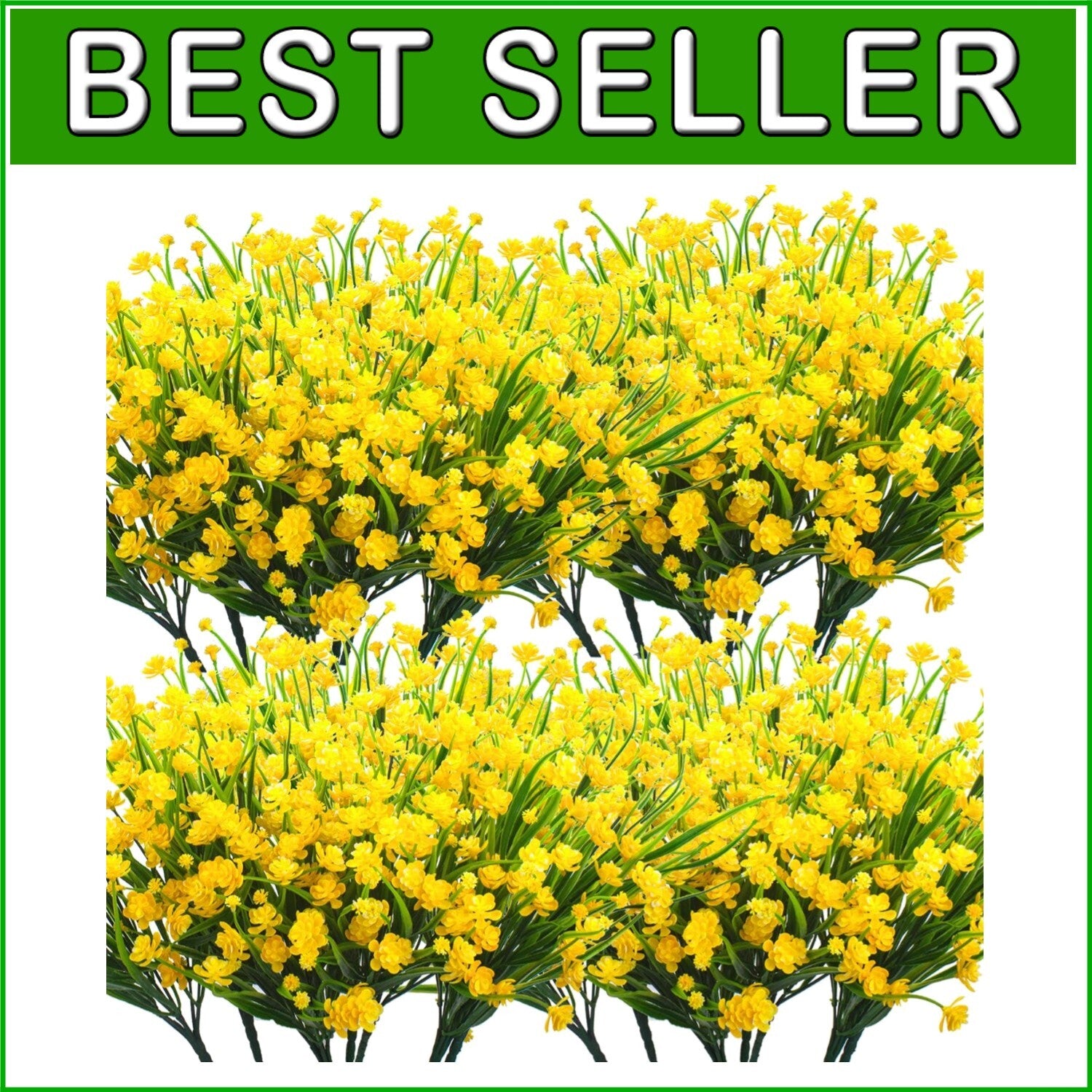 20 Bundles of UV Resistant Yellow Artificial Flowers for Outdoor Decoration