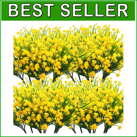 20 Bundles of UV Resistant Yellow Artificial Flowers for Outdoor Decoration