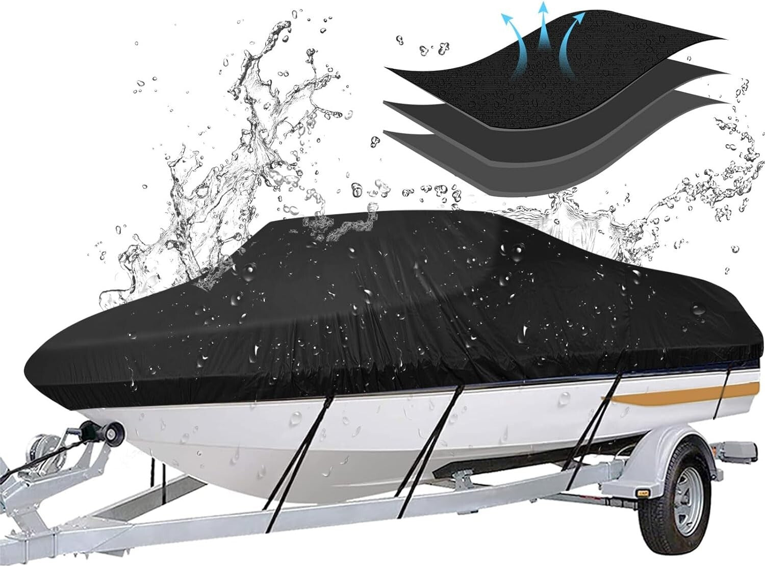 Durable Waterproof Boat Cover for 17'-19' V-Hull, Fishing, and Bass Boats