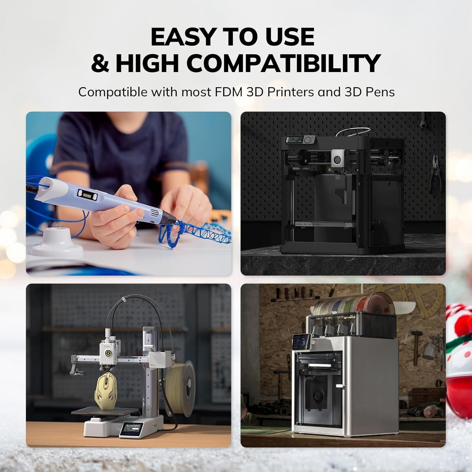 2kg Sparkly Gold & Silver 1.75mm PLA Filament - Perfect for Festive Creations