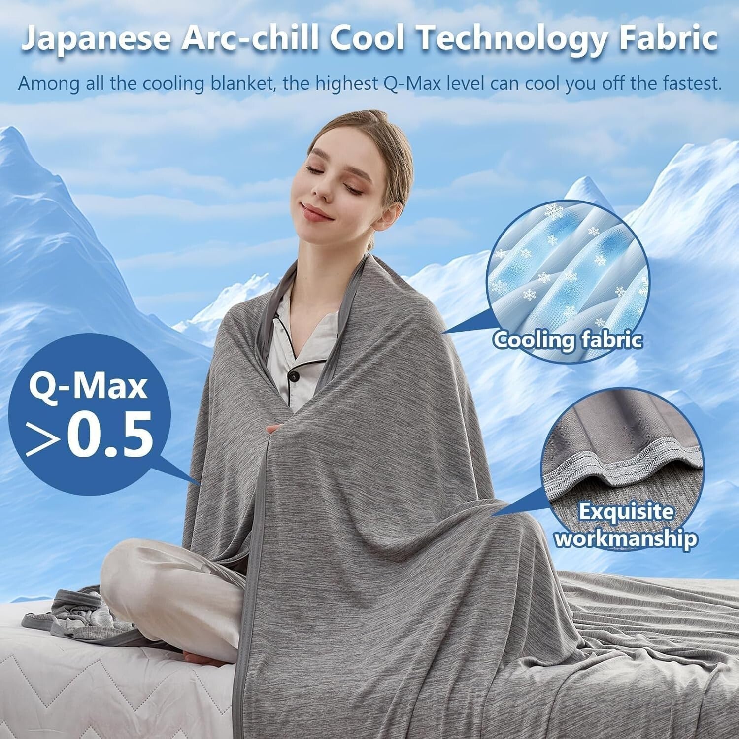 Soft and Skin-Friendly Queen Cooling Blanket - Breathable Comfort for All
