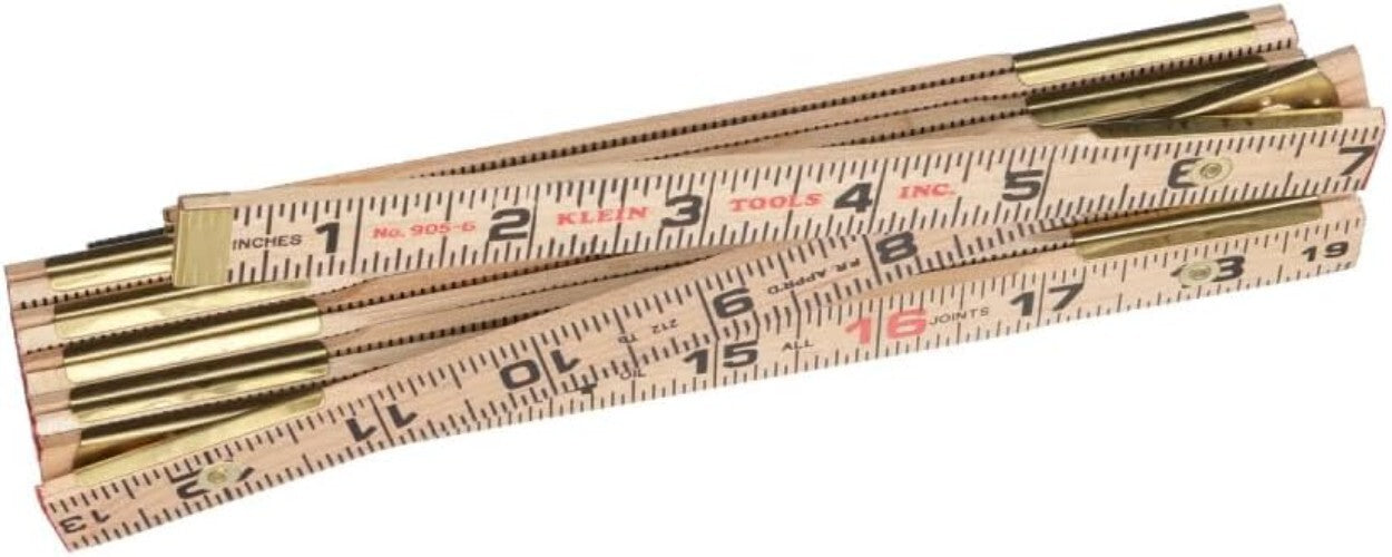 Klein 6-Foot Wood Folding Ruler with Engraved 1/16-Inch Measurements