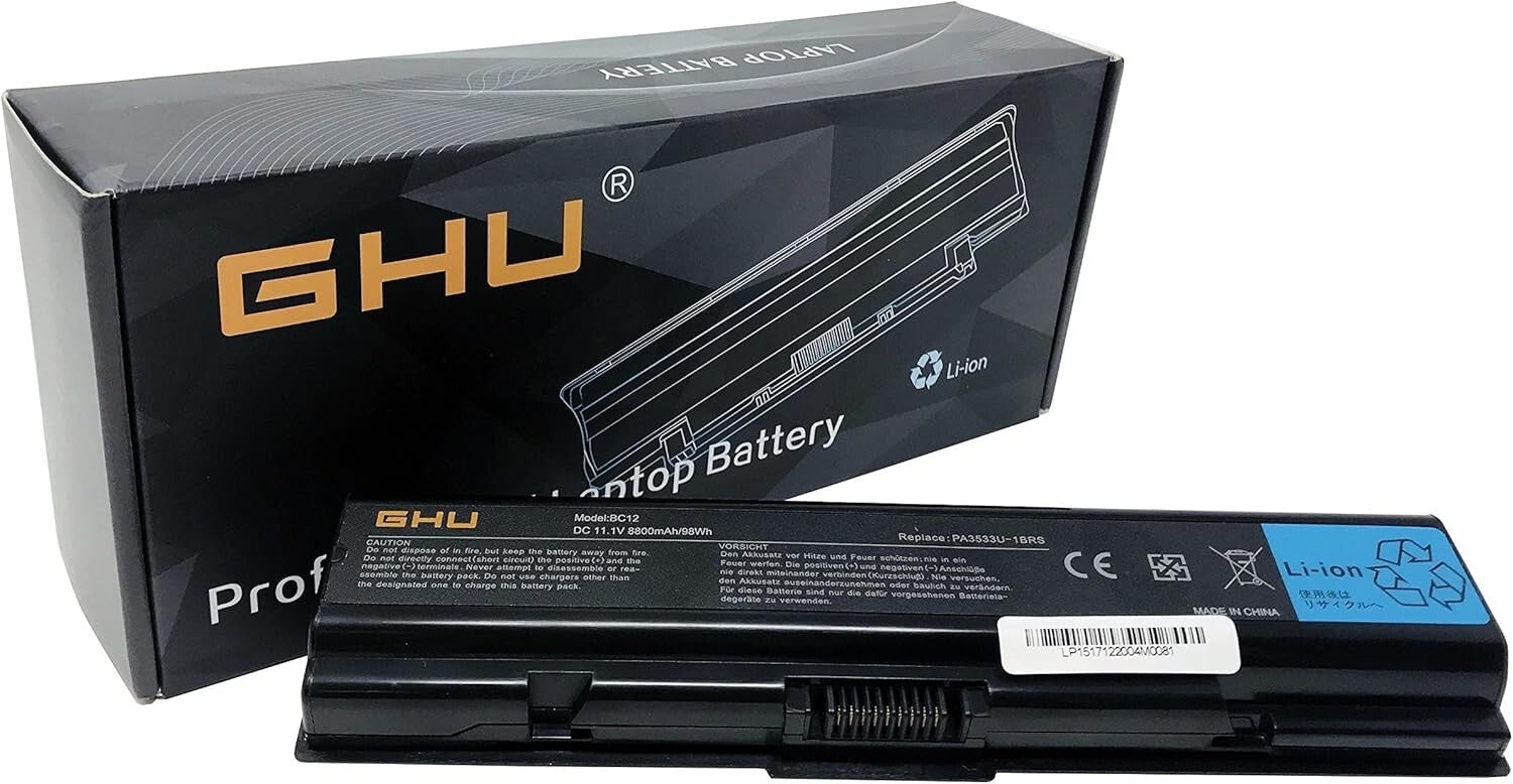 Fast-Charging 12-Cell Battery for Toshiba A200, A300, A500 Series - UL Approved!