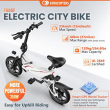 Load image into Gallery viewer, Urban 350W Folding Electric Ebike - 37 Miles Range, Adjustable Seat, GPS Enabled