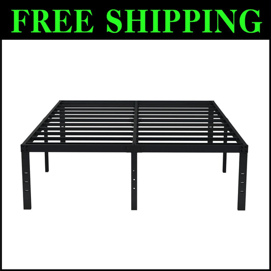 18-Inch Tall Heavy-Duty Metal Bed Frame with Ample Storage - Noise-Free Design