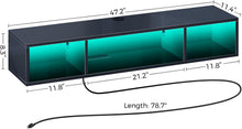 Load image into Gallery viewer, Glossy Black TV Stand with 3 Shelves &amp; LED Lights for Modern Living Spaces