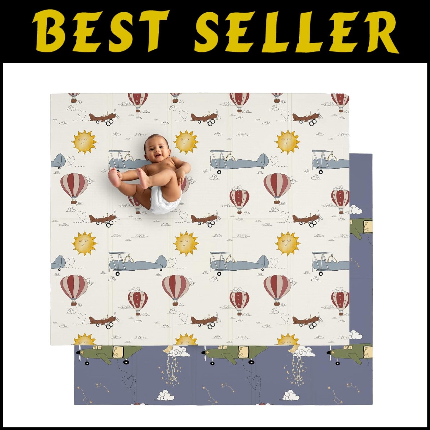 Extra-Large Waterproof Baby Play Mat - Foldable Foam for Infants & Toddlers