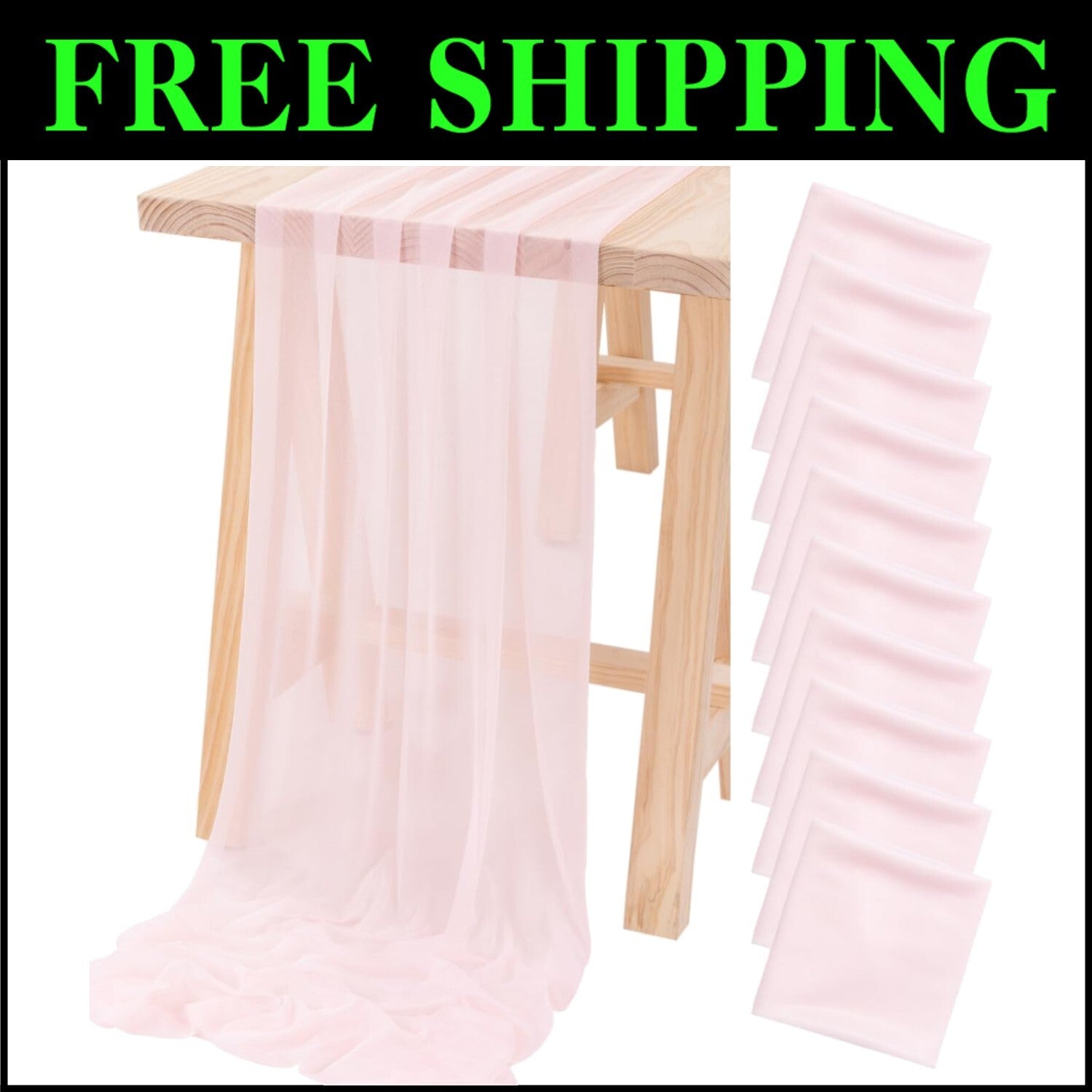 10ft Blush Pink Soft Gauze Table Runners - Ideal for Parties & Celebrations