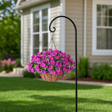 Load image into Gallery viewer, Elegant Faux Silk Petunias in Coconut Basket - Indoor/Outdoor Hanging Flowers