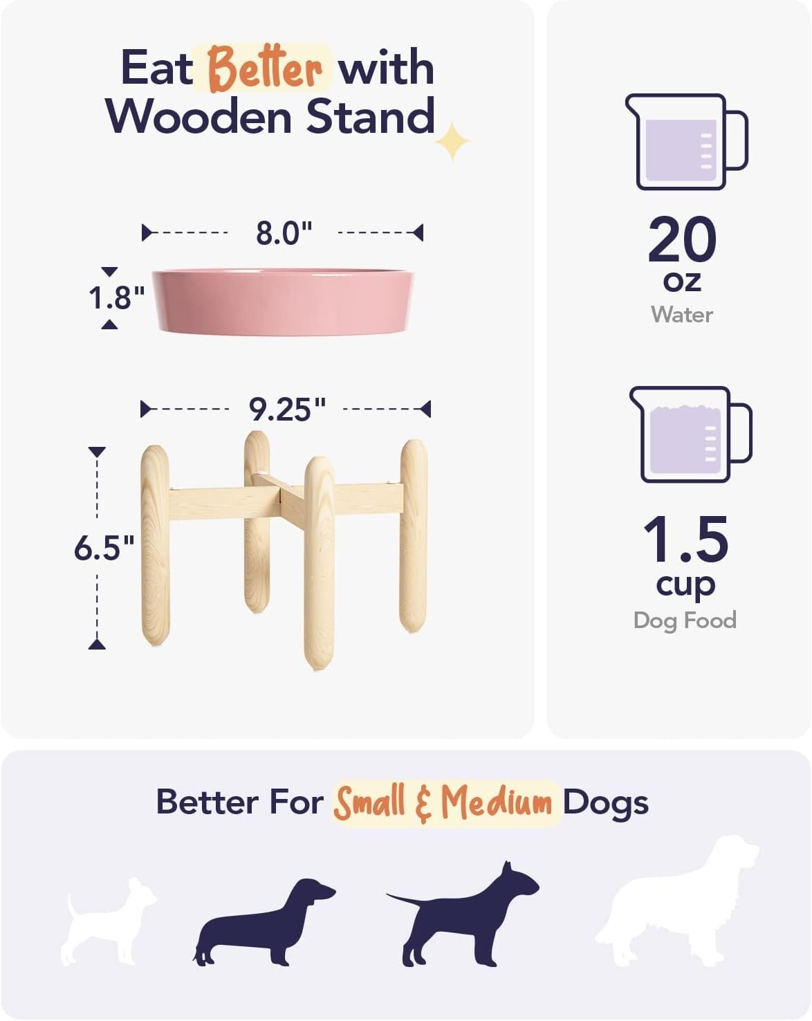 Elevated Ceramic Slow Feed Dog Bowls - Anti-Gulping Design for Healthy Eating