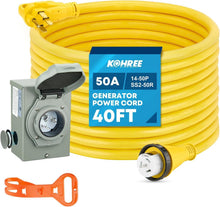 Load image into Gallery viewer, User-Friendly 50 Amp Extension Cord &amp; Power Inlet Box Combo: Safe &amp; Reliable