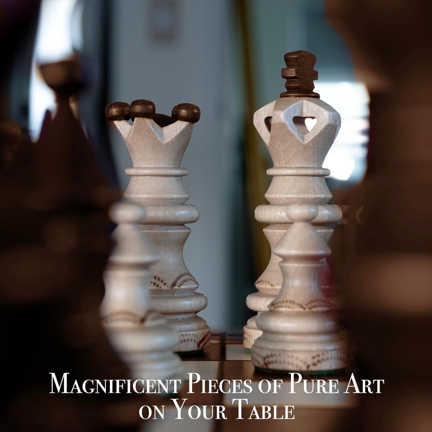 Exquisite 21-Inch Beech and Birch Wood Chess Set - Perfect Gift for Enthusiasts