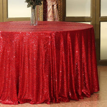 Load image into Gallery viewer, Round 108-Inch Glitter Tablecloth - Shimmering Red Sequin Style for Occasions