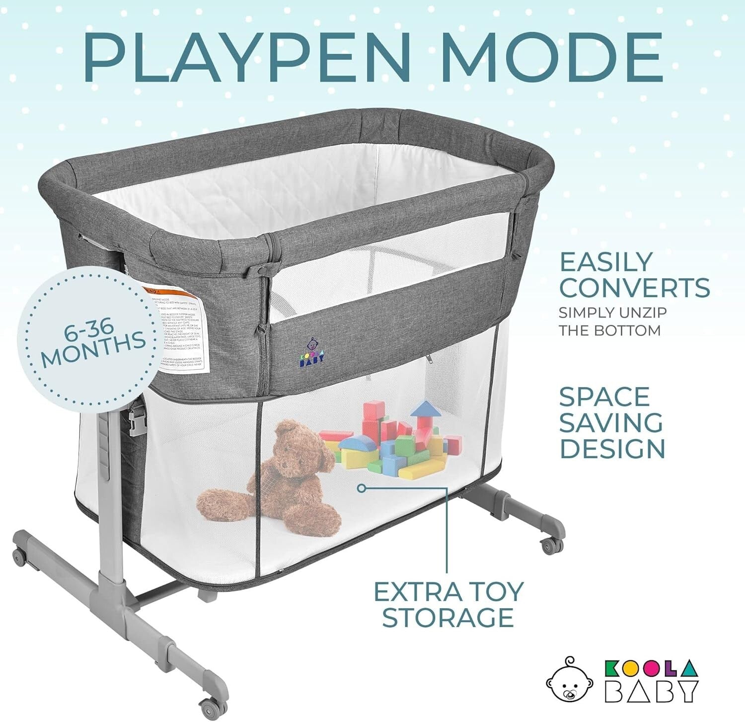 KoolaBaby Portable Bassinet: Versatile 3-in-1 Sleeper, Adjustable & Foldable