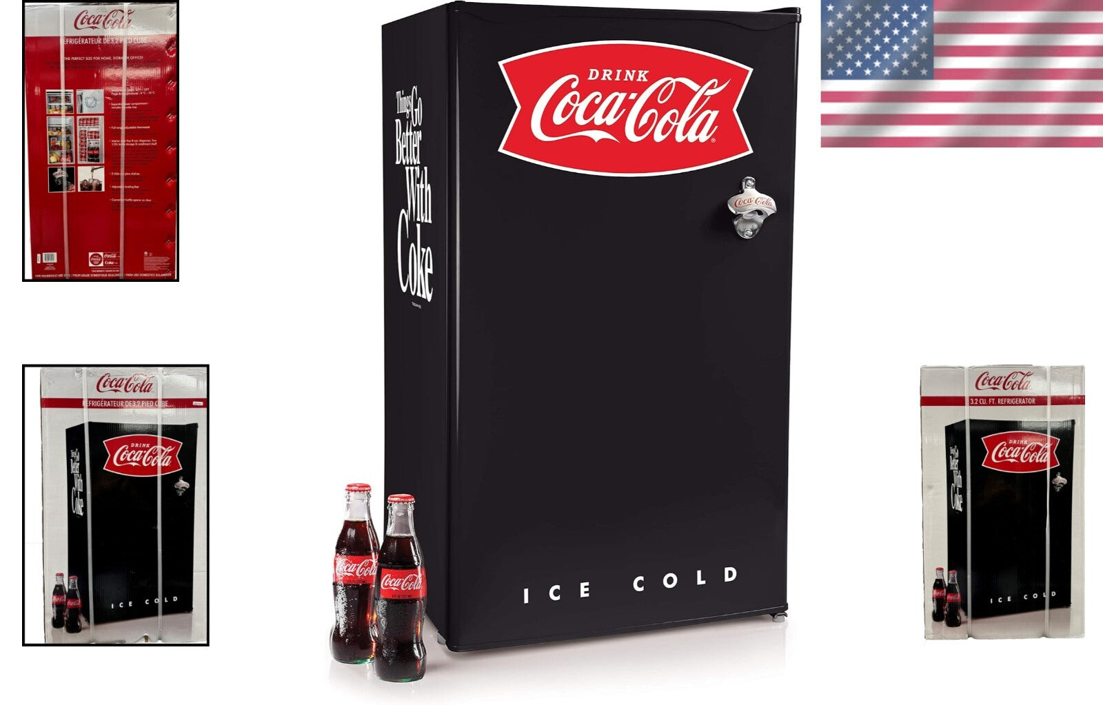 Energy Efficient Black 3.2 Cu. Ft. Fridge with Adjustable Thermostat & Shelves