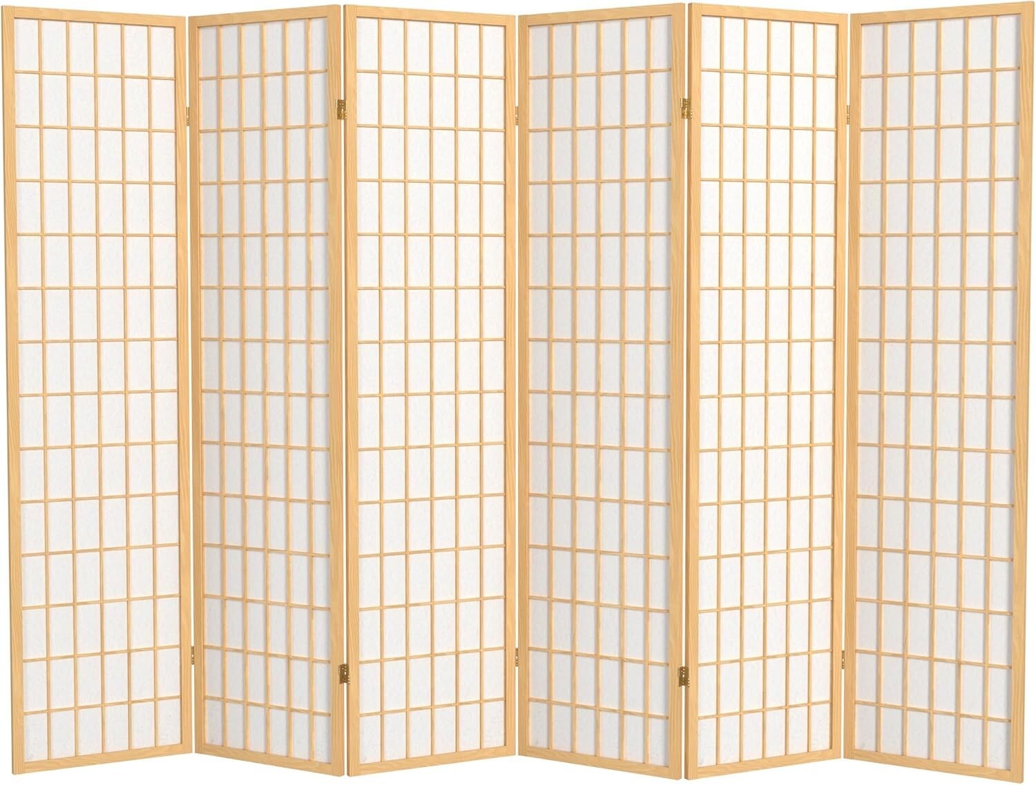 Classic 6-Panel Window Pane Shoji Screen Room Divider - Elegant Privacy Solution
