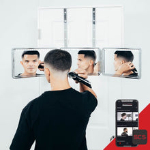 Load image into Gallery viewer, LED Lighted 3-Way Mirror with Free App - Your Ultimate Self-Cut Companion
