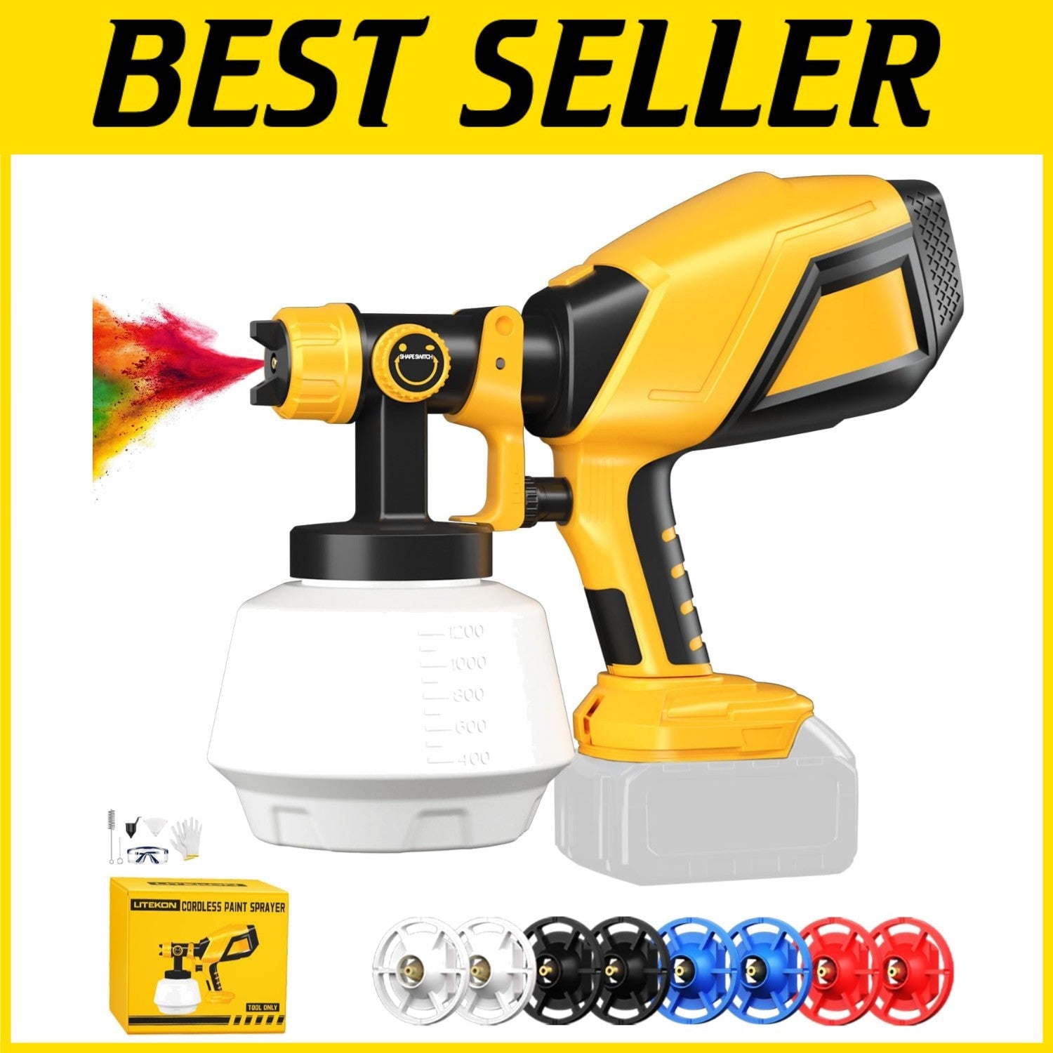 Effortless Cordless 1200ml Paint Sprayer with 8 Copper Nozzles for All Surfaces