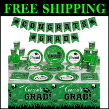 Load image into Gallery viewer, Class of 2025 Graduation Decorations - 357 Pcs Dinnerware, Banner &amp; Tablecloth