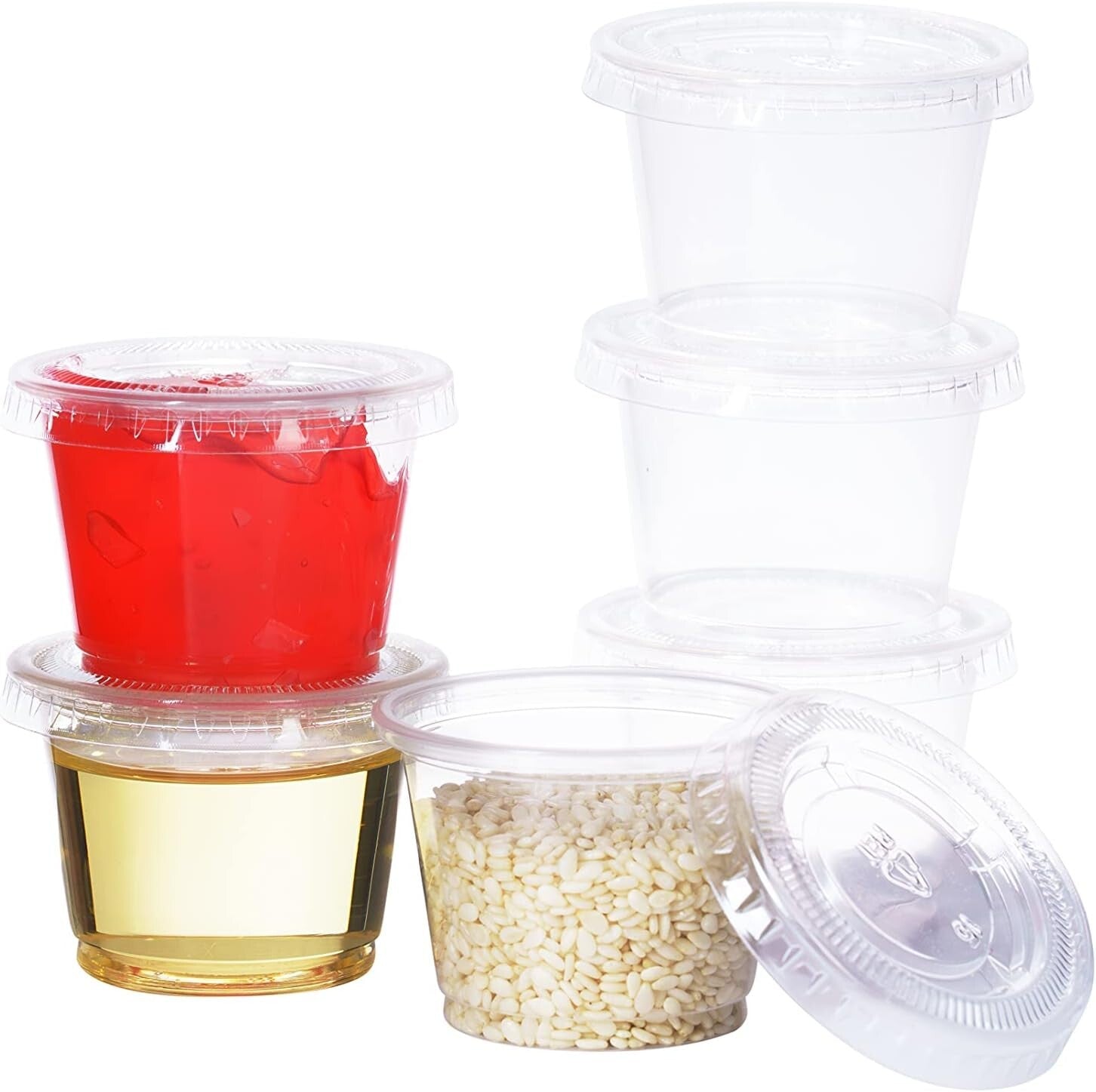 1oz Airtight Plastic Souffle Cups with Lids - Perfect for Jello Shots & Samples