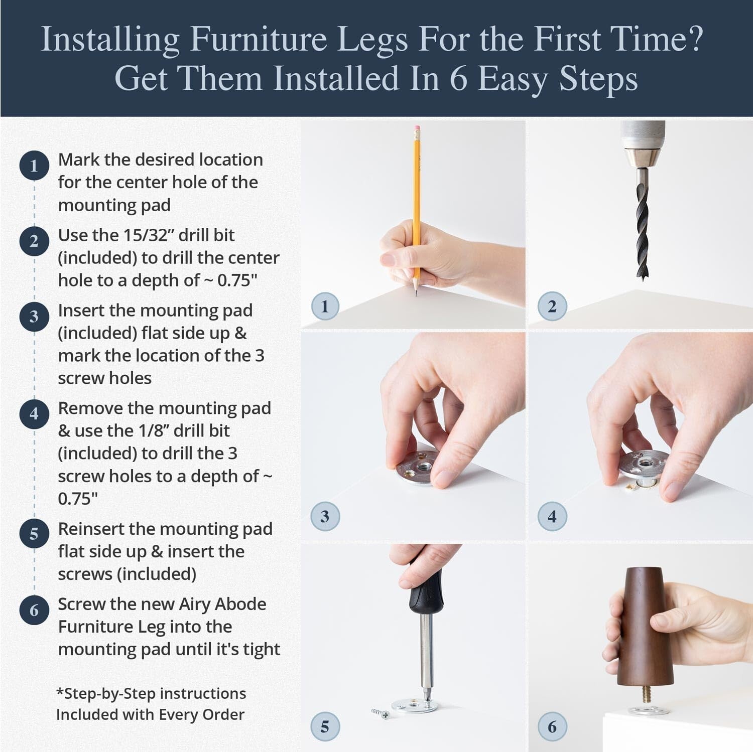 Versatile Walnut Furniture Legs for Any Style - DIY Installation Kit Included