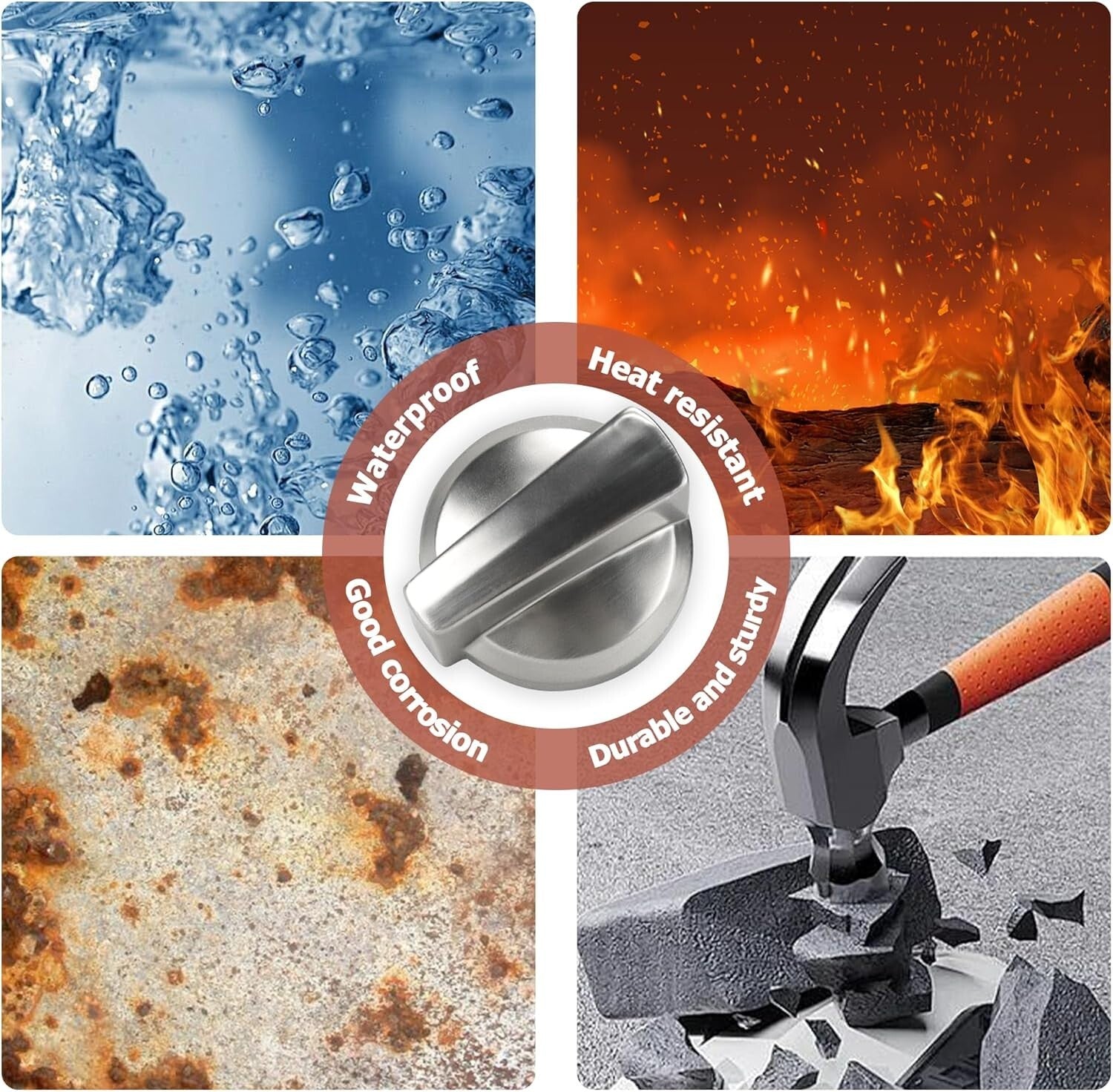 Durable 5-Pack Burner Control Knobs for GE, Kenmore & Hotpoint - Easy Install