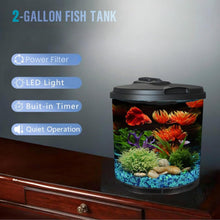 Load image into Gallery viewer, Compact 2-Gallon LED Fish Tank with Power Filter - Ideal for Betta &amp; Guppies