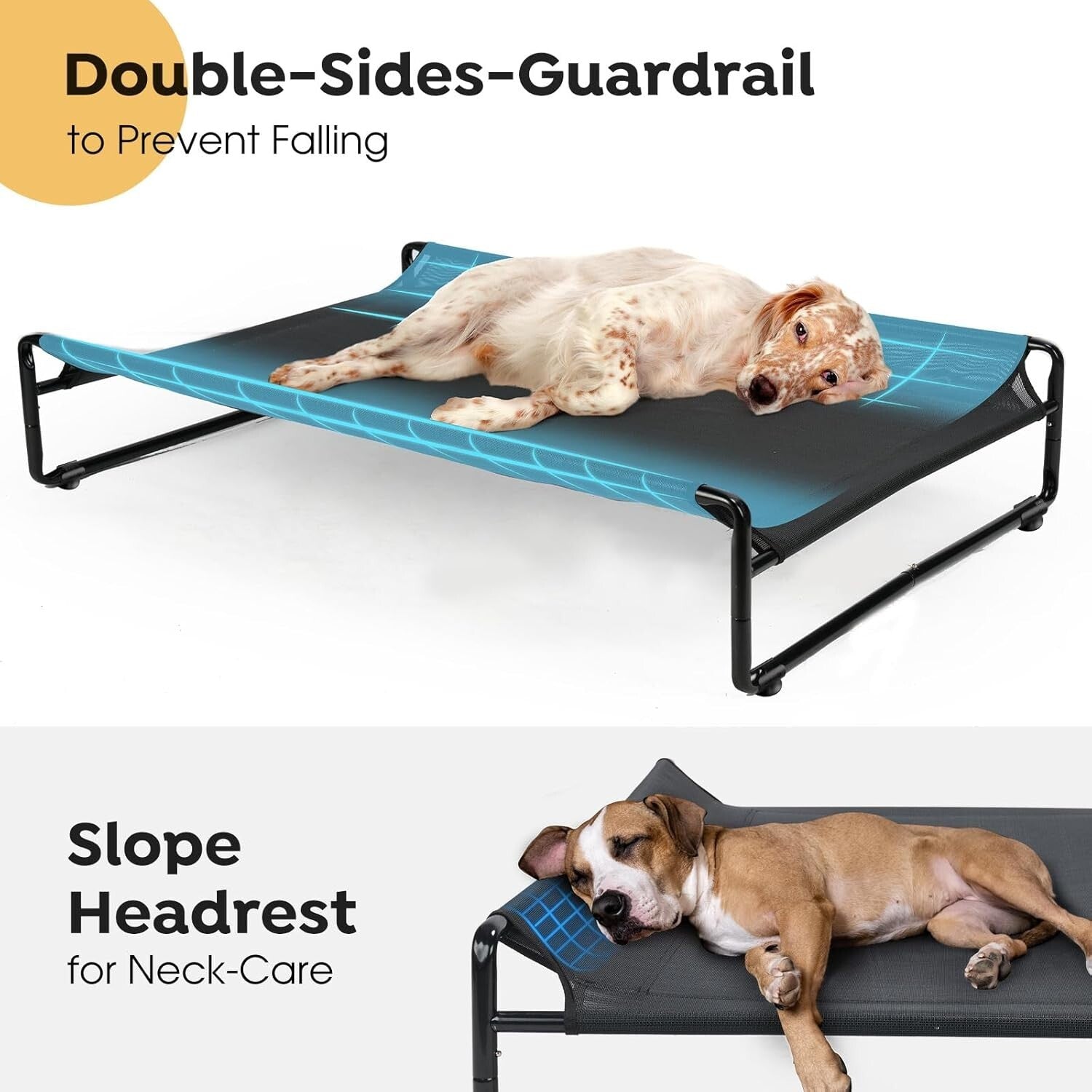 Portable Elevated Dog Bed with Anti-Slip Feet and Cooling Design for Large Dogs