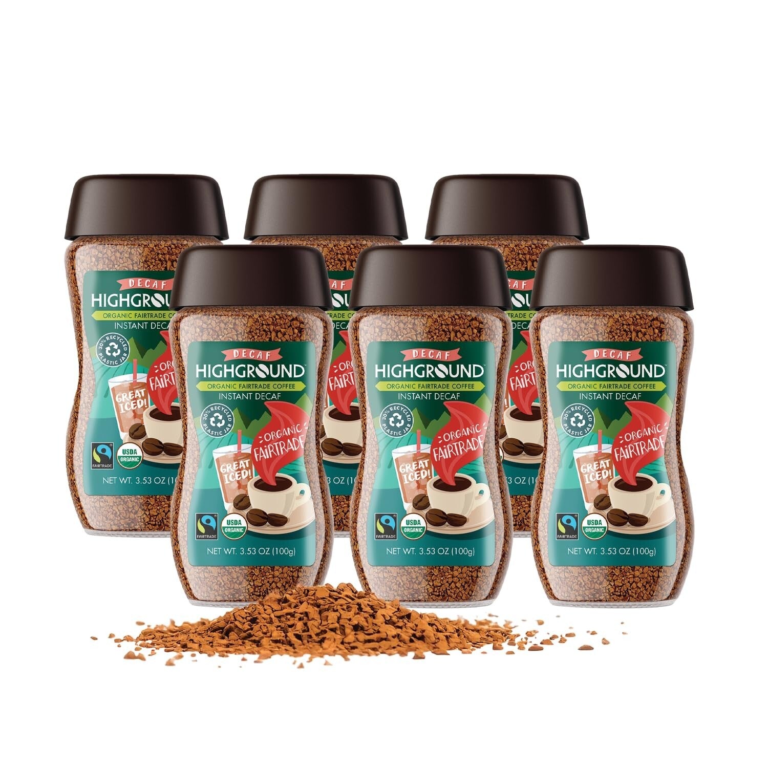 Decaf Instant Coffee Bundled Pack - Vegan & Rich Flavor, 3.53 Oz Each