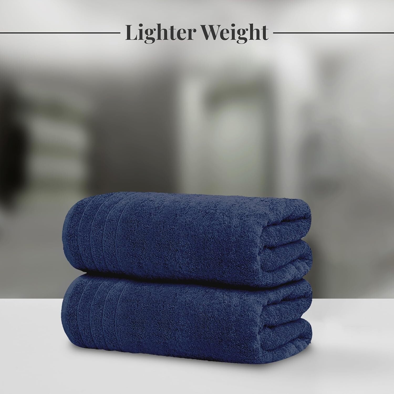 Set of 4 Quick Dry Extra Large Bath Towels - Lightweight, Soft, Navy Color