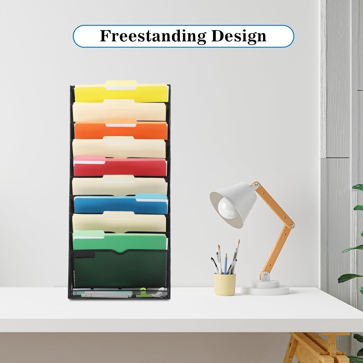 10-Tier Wall File Organizer: Sleek Metal Hanging Rack for Home Office Style