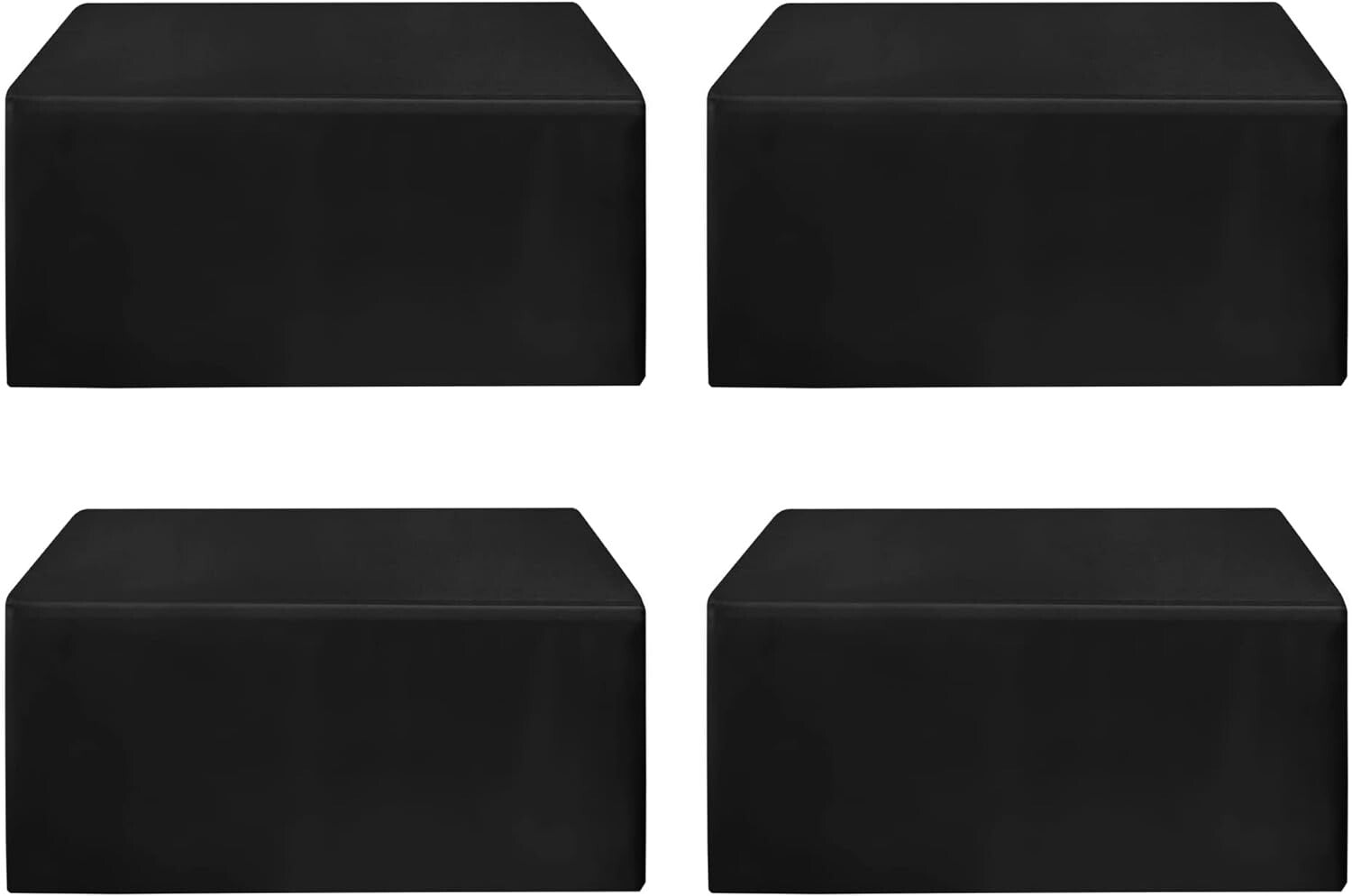 Elegant Black Fitted Table Covers - 4 Pack for Weddings, Buffets & Banquets