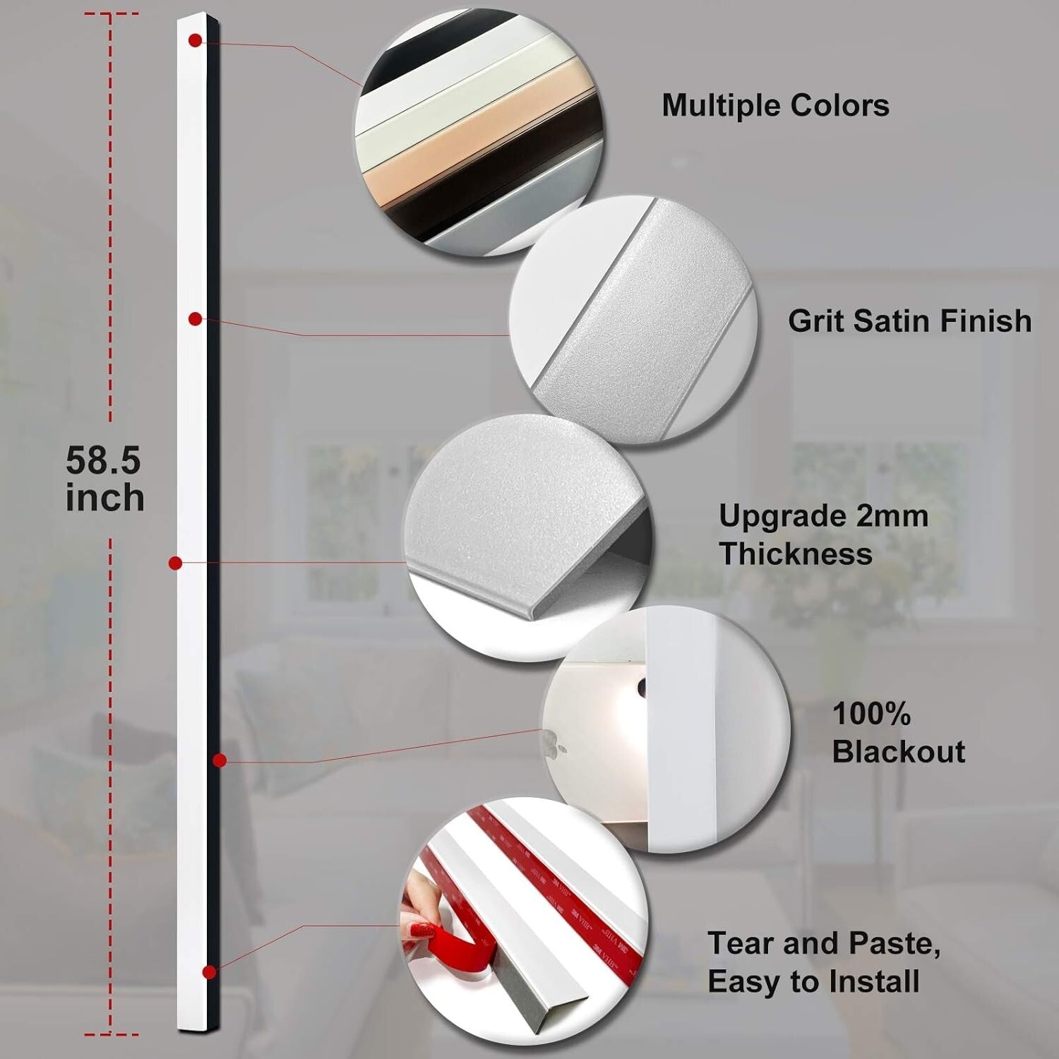 Easy Peel & Stick Blackout Strips - PVC Light Blockers, Ideal for Nurseries