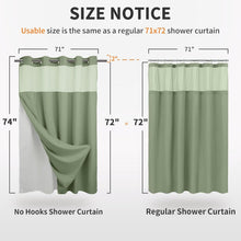 Load image into Gallery viewer, Water-Repellent Sage Green Shower Curtain – Effortless Hook-Free Installation
