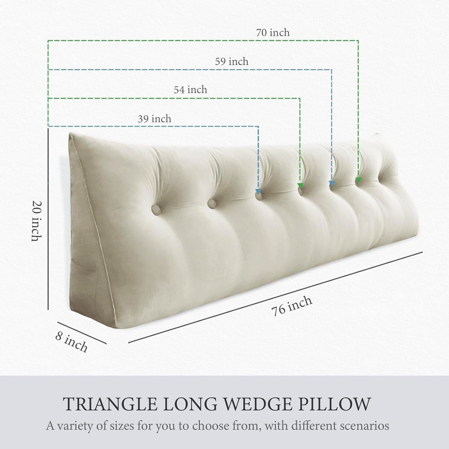 Large 76-Inch King Wedge Pillow for Reading & Relaxation - Soft Velvet Design