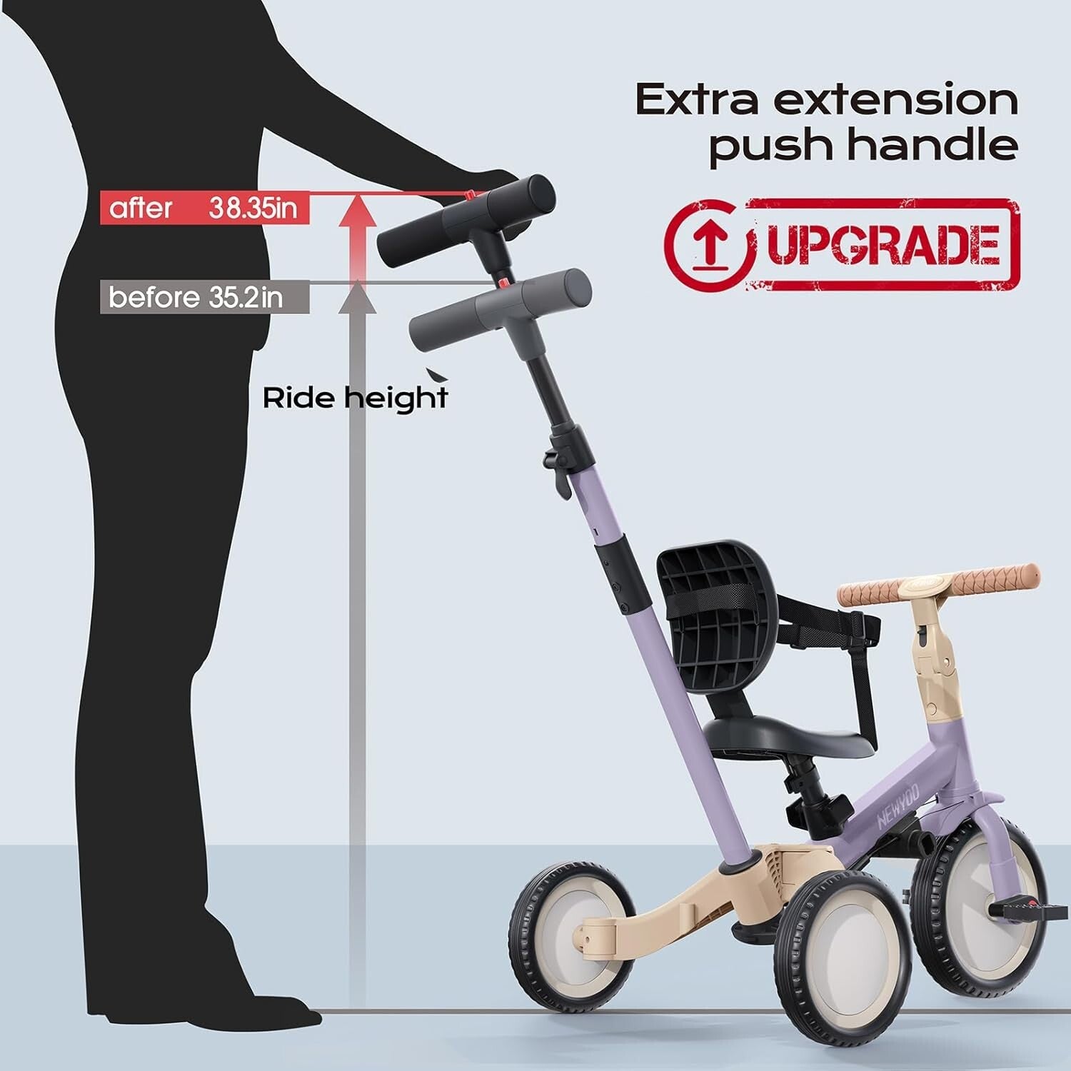 Adjustable Purple Toddler Tricycle with Safety Features - Perfect Birthday Gift