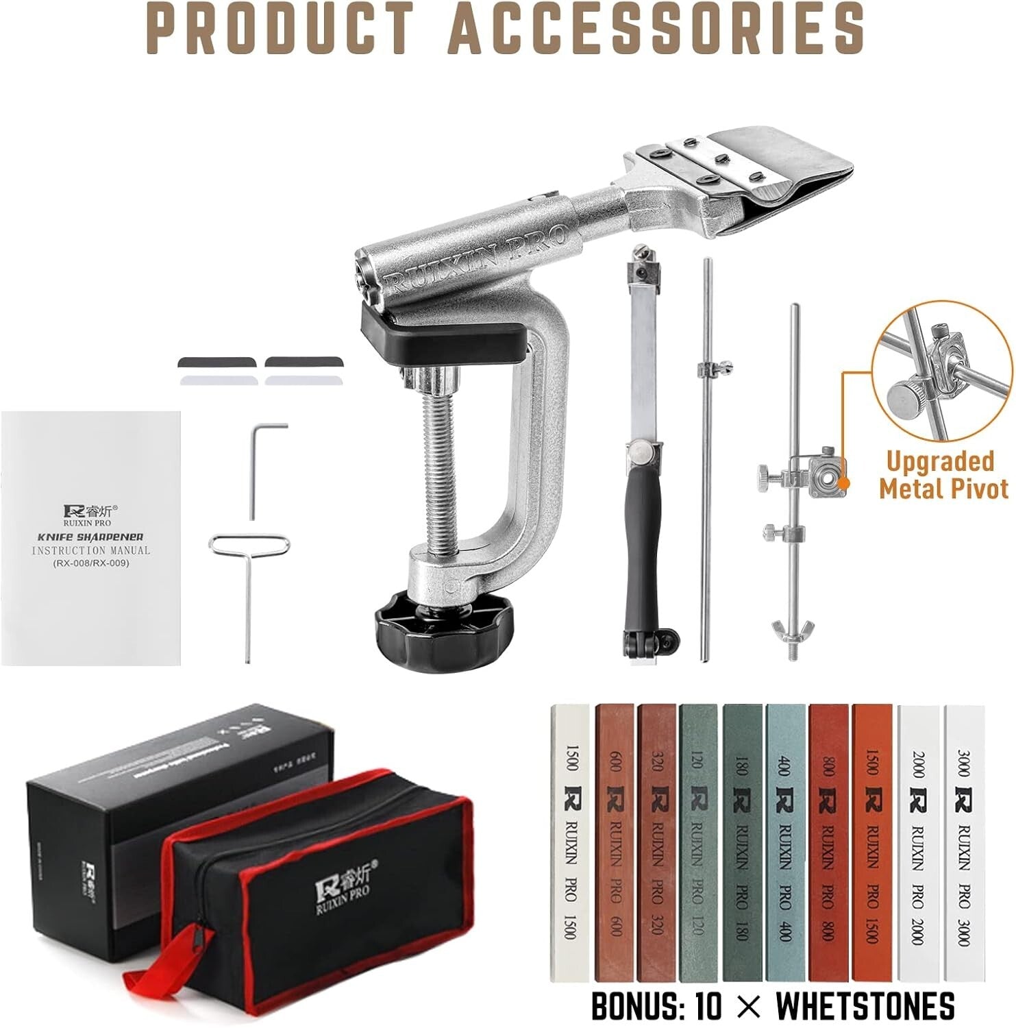 Versatile Knife Sharpening Kit - Perfect for Chefs with 10 Quality Whetstones