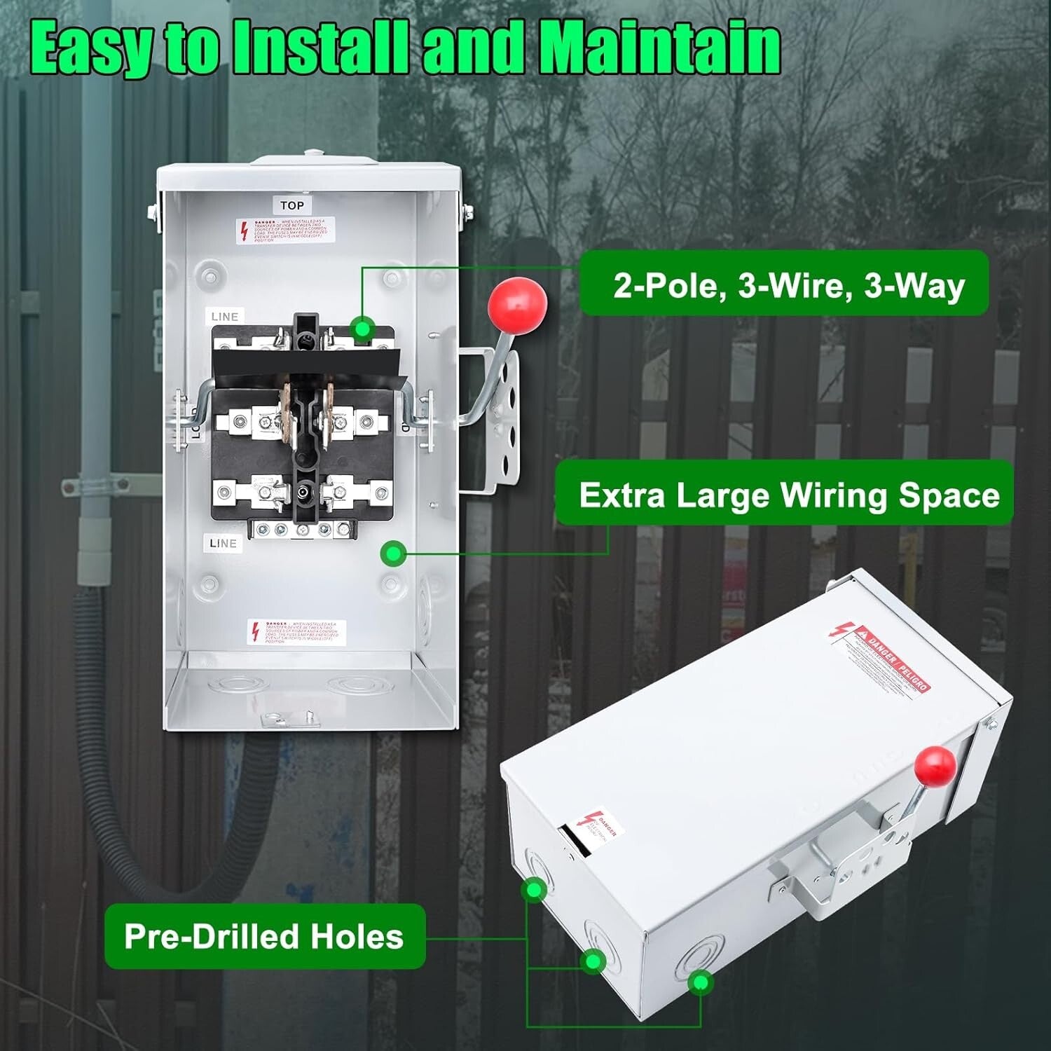 General Duty Double-Throw Safety Switch, 100A, 24000W, NEMA 3R Power Controller
