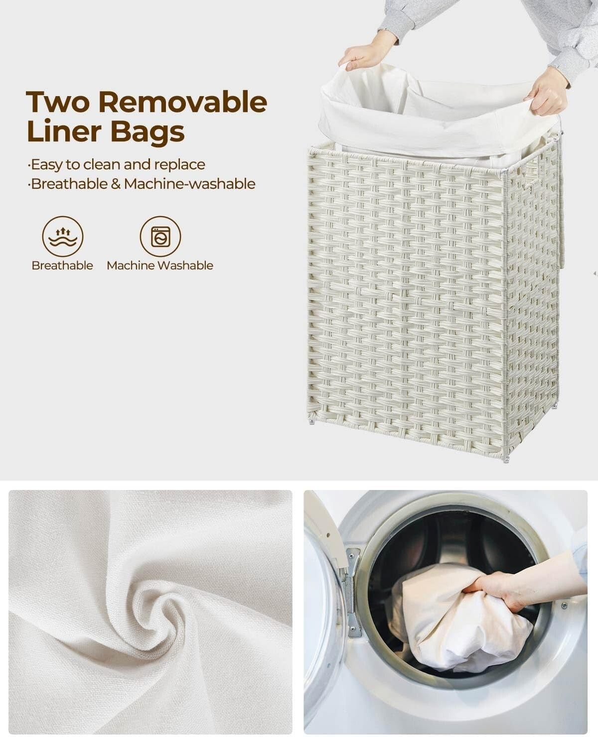 Moisture-Resistant 60L Rattan Laundry Basket with Lid & 4 Bundle Essentials