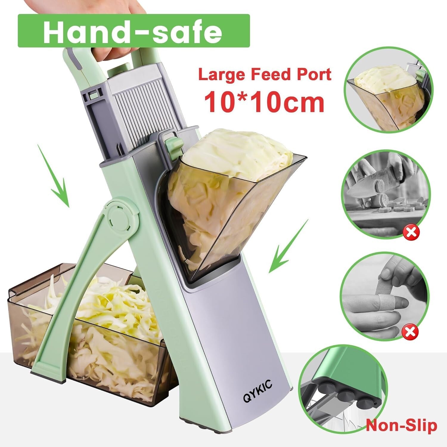 Durable Stainless Steel Mandoline Slicer - Safe Vegetable Chopper for Home Use