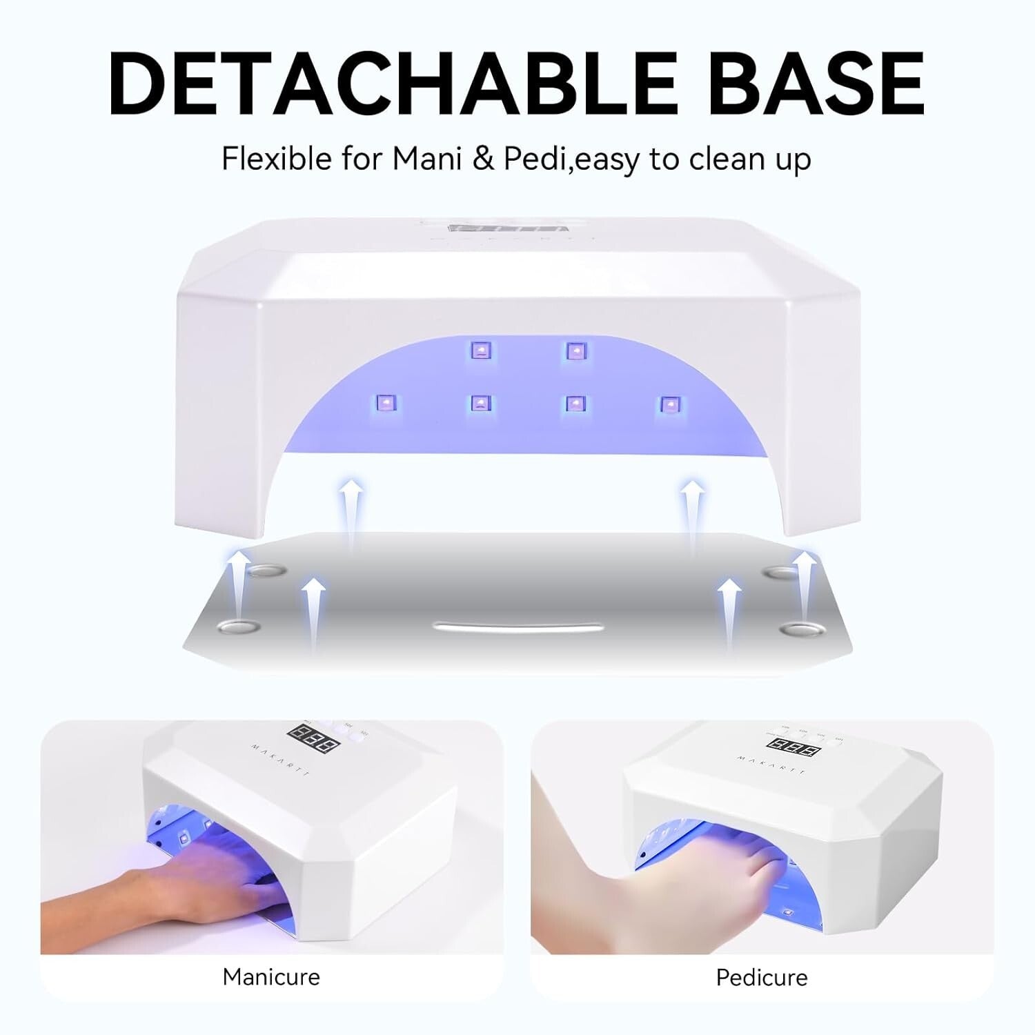 All-in-One Cordless UV LED Nail Curing Lamp with Auto Sensor & Detachable Base